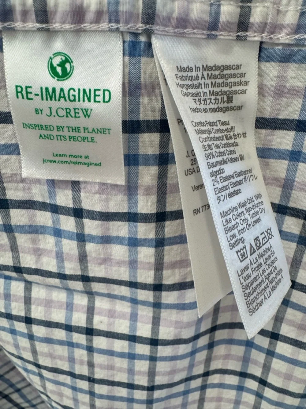 J. Crew Men’s Button-Down Plaid Shirt in Blue & White